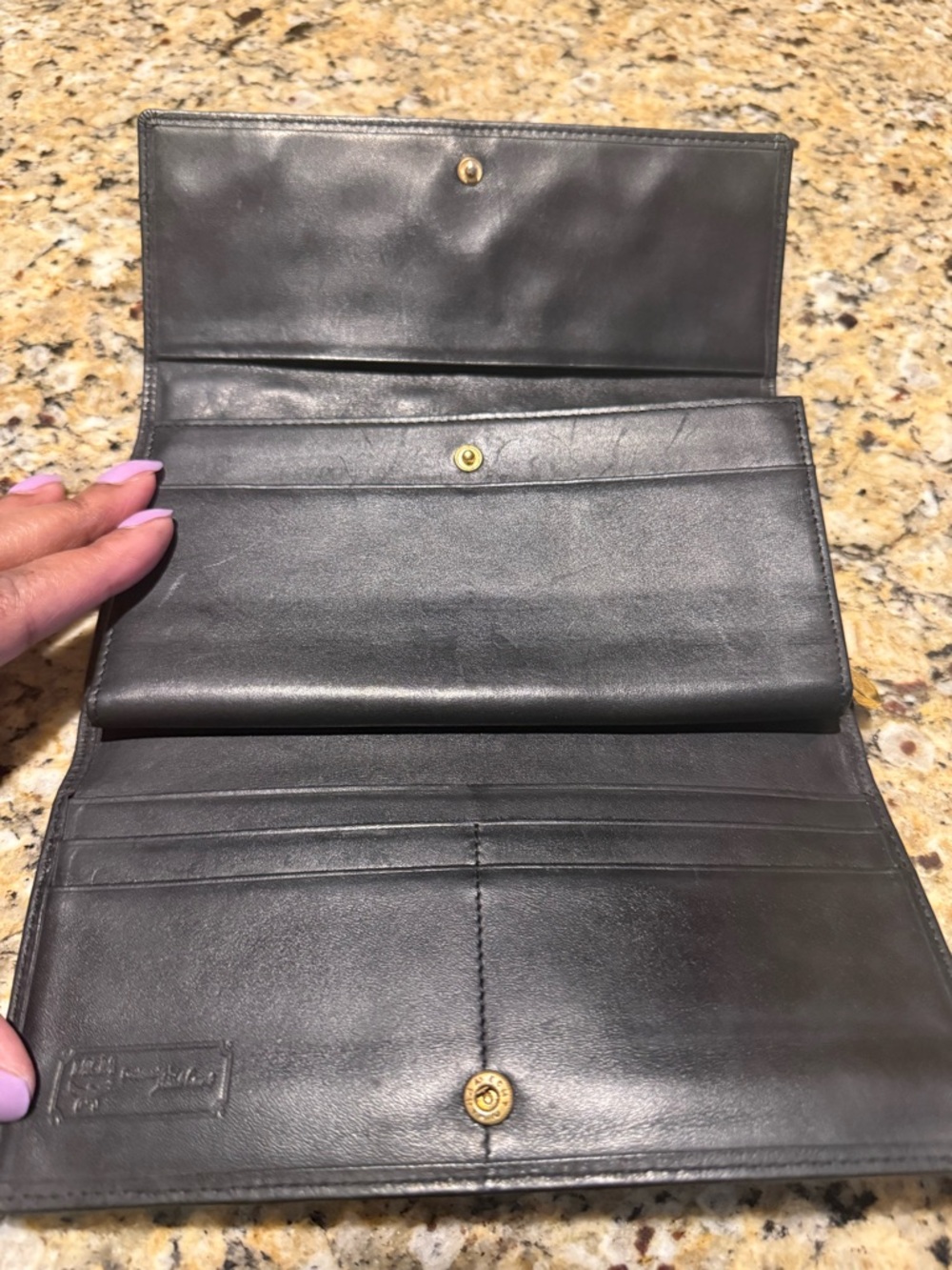 MCM Black Quilted Leather Clutch with Gold Accents - Picture 8 of 10